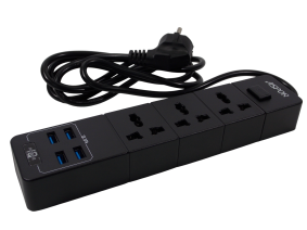 Сетевой удлинитель ASPOR  А 501 / 2 метра / 3 розетки  / 4 порта USB