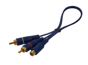Шнур  2 х RCA на RCA гнездо / 0.3 метра / синий