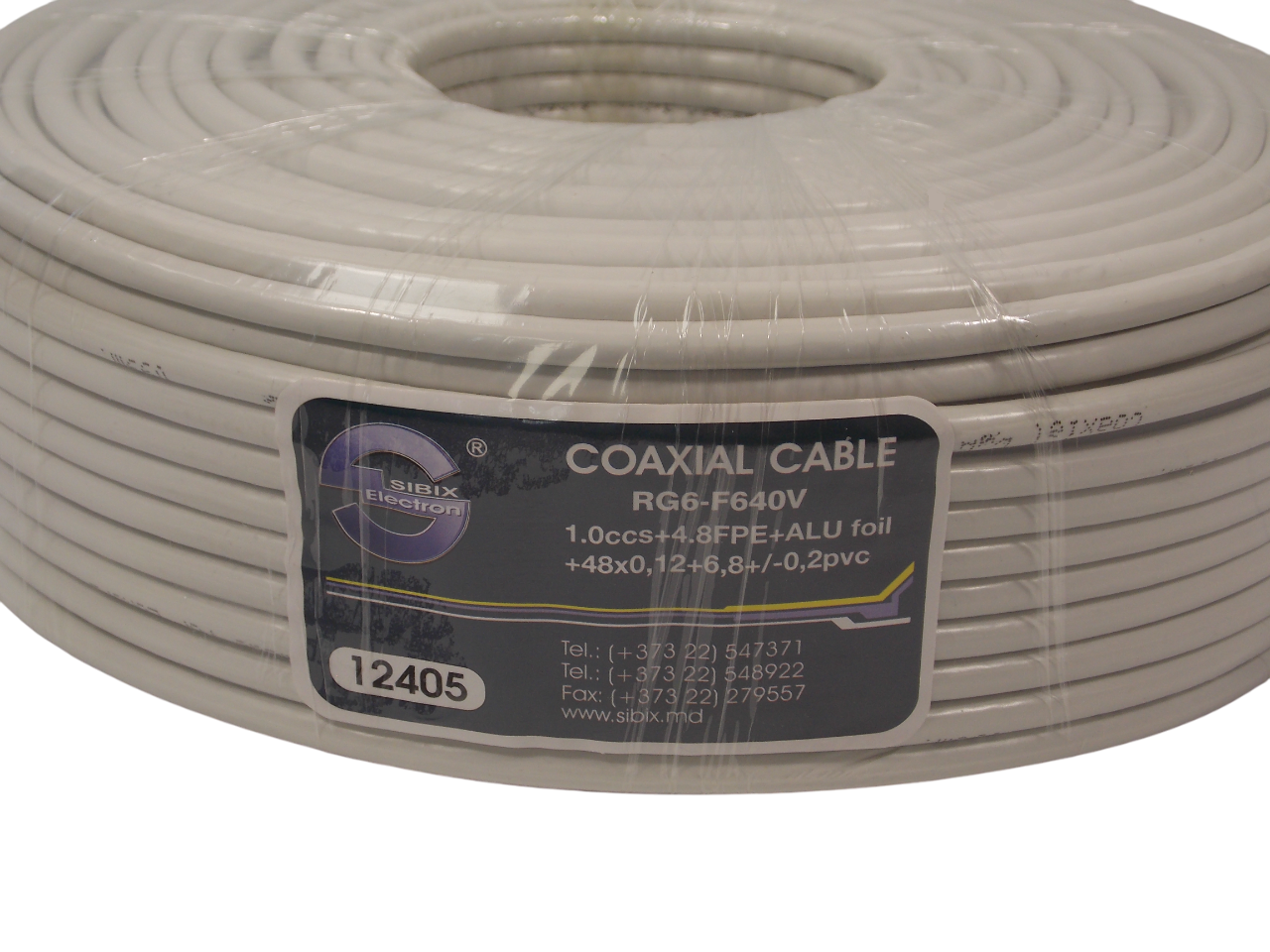 Кабель коаксиальный RG6 - F640V / белый / 100 метров
