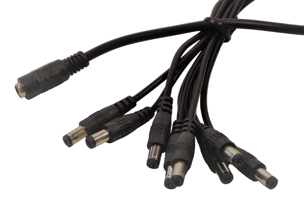 Шнур разветвитель питания 5.5*2.1мм гнездо на 8 штекеров 5.5*2.1мм / 40 см / черный