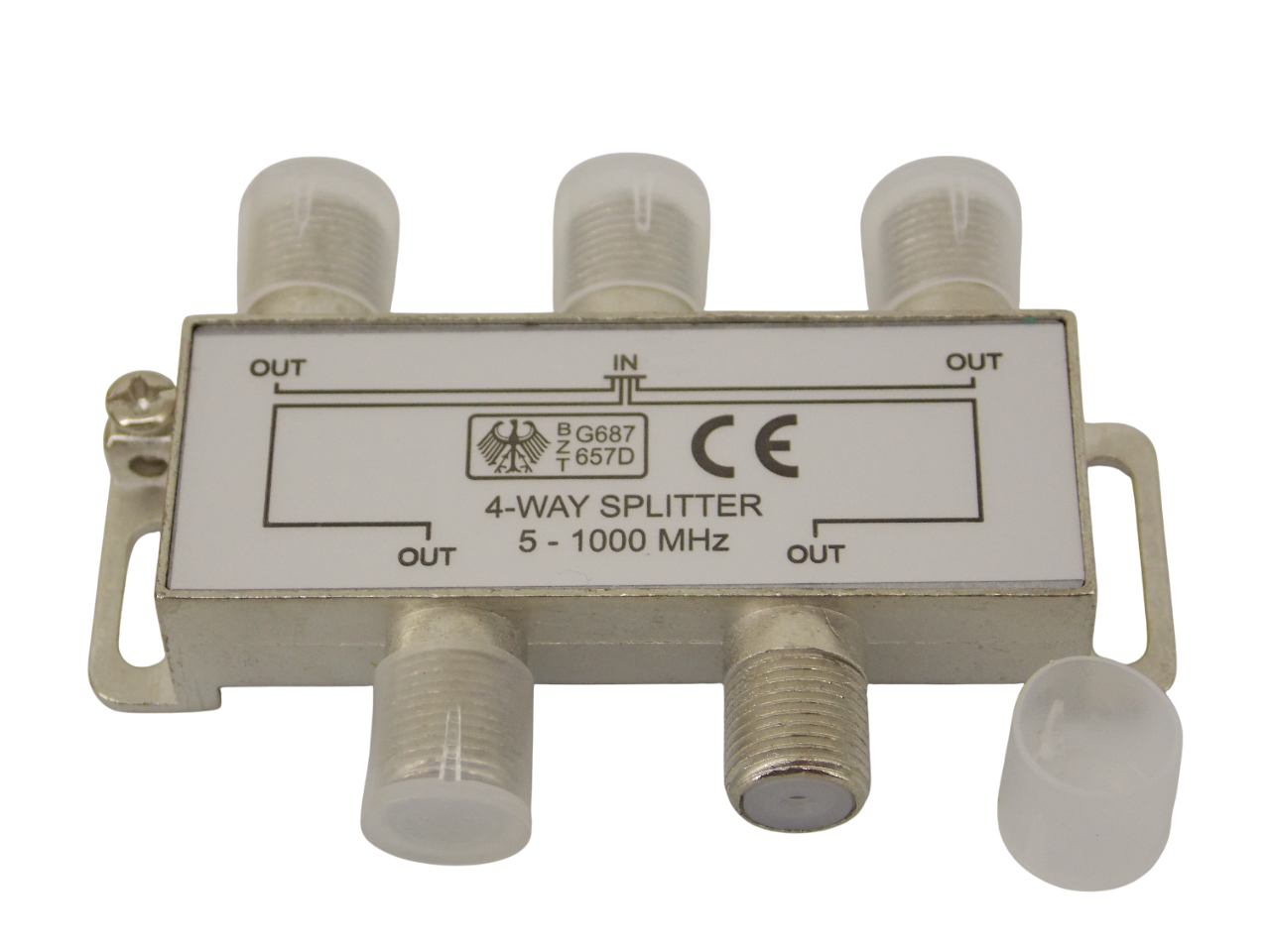 Телевизионный антенный сплиттер разветвитель на 4 выхода под F - разъем  5 - 1000 MГц