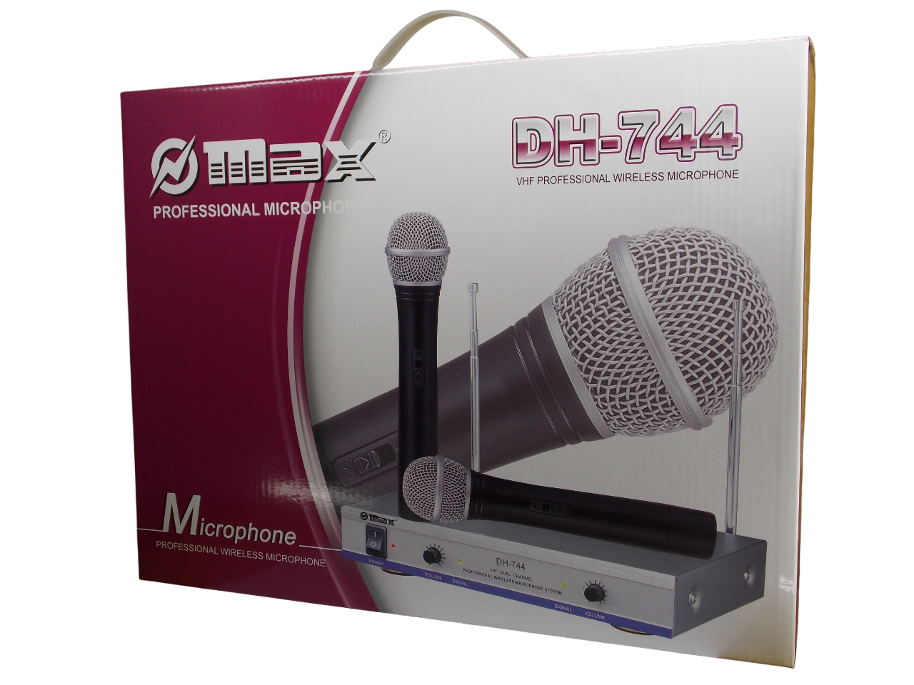 Беспроводная двухканальная микрофонная система  MAX DH-744