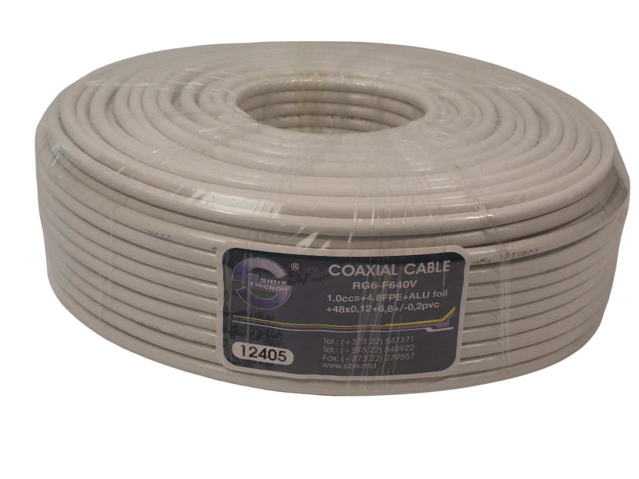 Кабель коаксиальный RG6 - F640V / белый / 100 метров