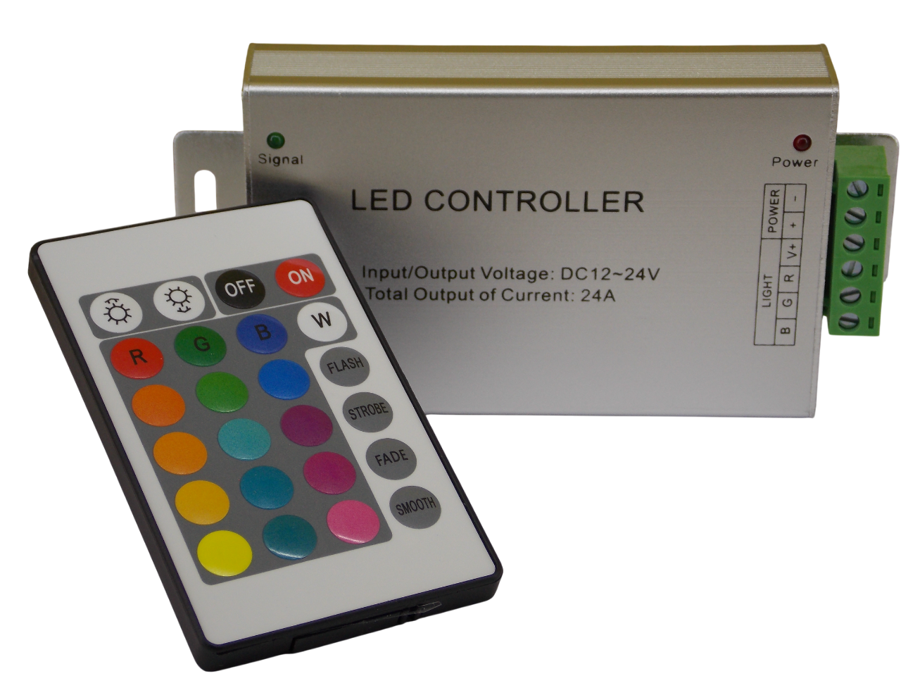 Контроллер для RGB ленты 12/24В - 24А c пультом  