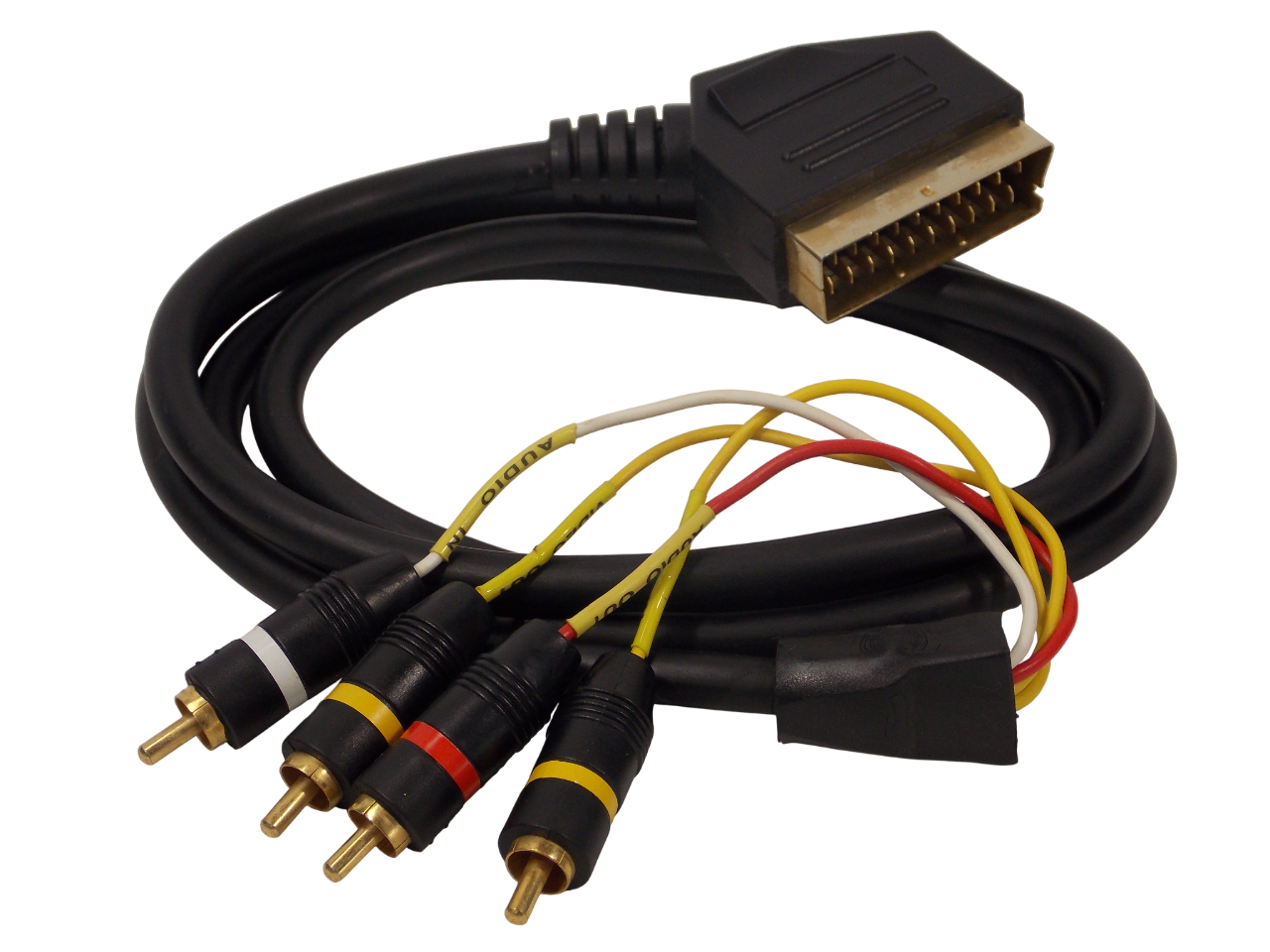 Шнур  SCART на 4 х RCA / 1.5 метра / черный