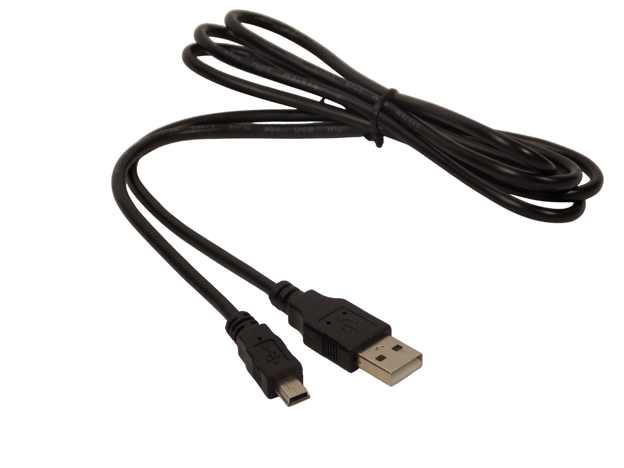 Шнур USB - A  штекер на mini USB 5pin штекер / 1.5 метра / черный