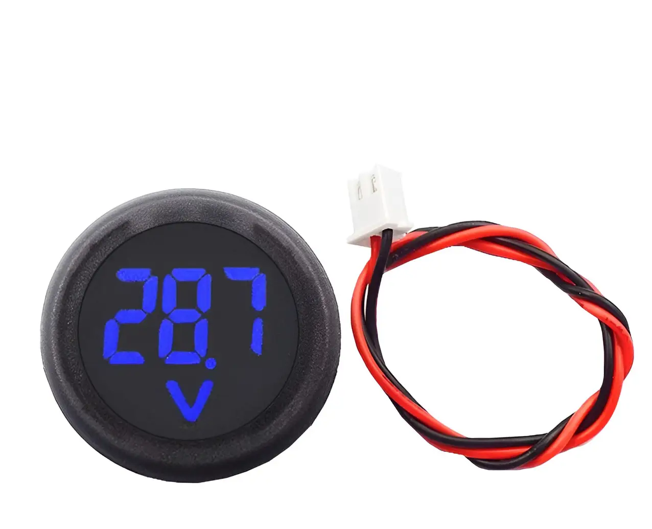 Цифровой вольтметр  постоянного напряжения 4-30В круглый синий