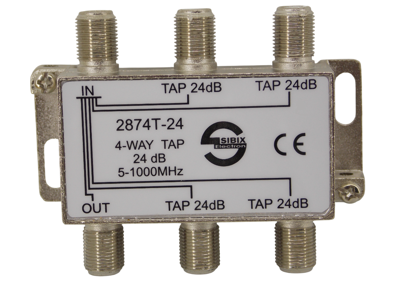 Телевизионный антенный сплиттер TAP на 4 выхода под F- разъем 24 дБ