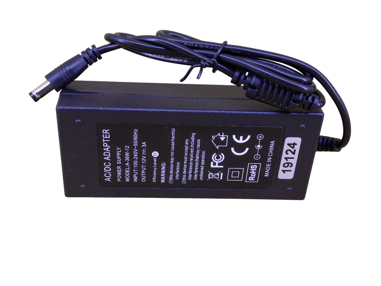 Блок питания 12В - 3А - 36Вт  размер штекера 5.5*2.5мм