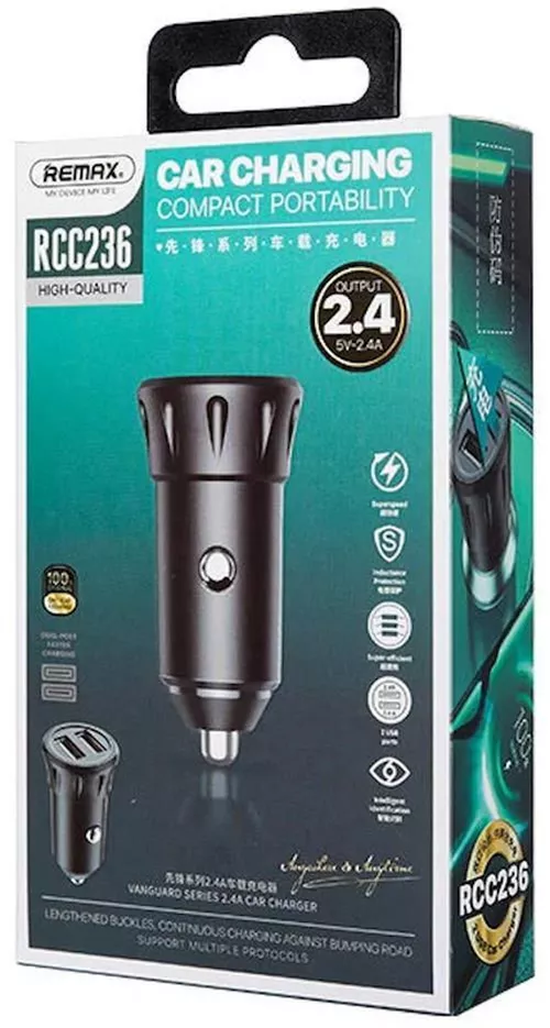 Автомобильное зарядное устройство Remax   RCC236  2,4A Vanguard