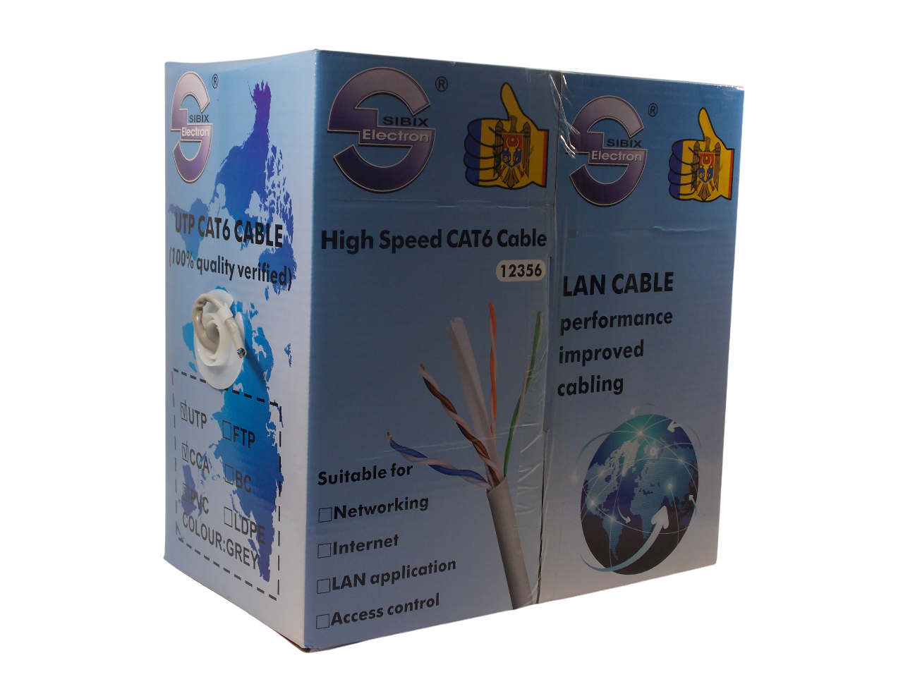 Сетевой интернет - кабель UTP 8 x 1/ 0.511 ССА / САТ 6 / серый / 300 метров