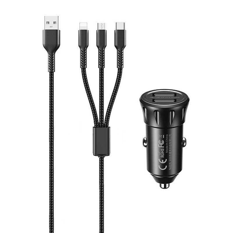 Автомобильное зарядное устройство Vanguard 2.4A 3 in 1 charging cable 12W