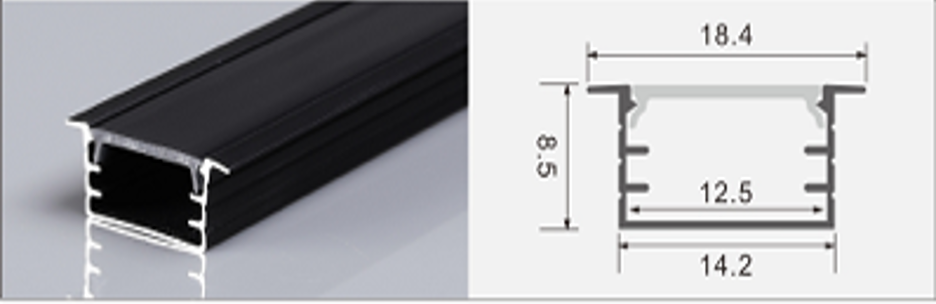 Алюминиевый профиль AL-1509 black врезной 3м