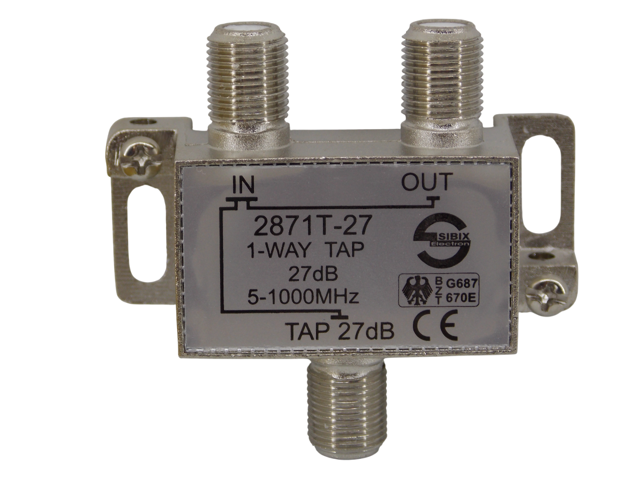 Телевизионный антенный сплиттер ТАР на 1 выход под F- разъем 27 дБ