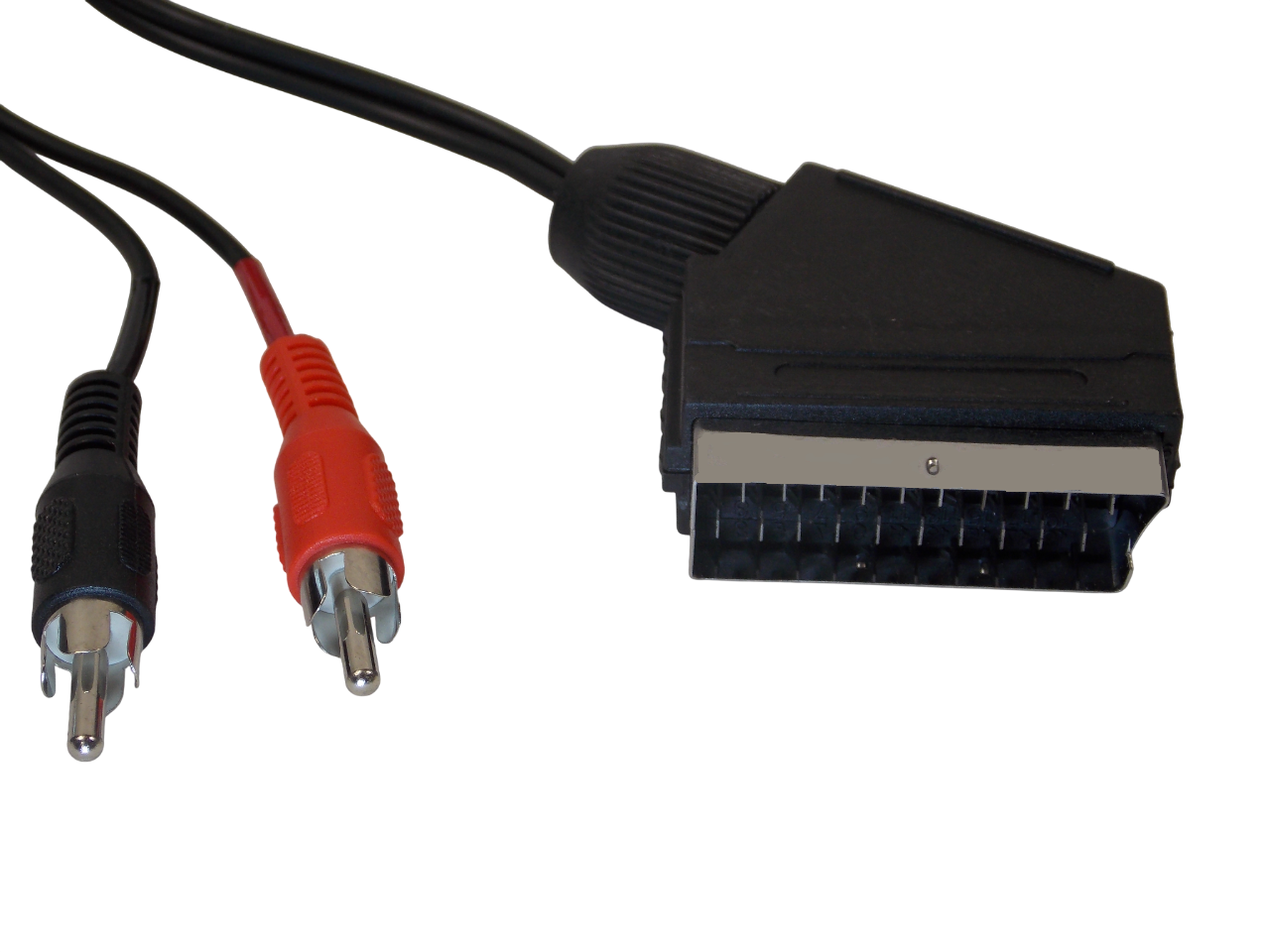 Шнур  SCART на  2 х RCA  / 1.5 метра / черный