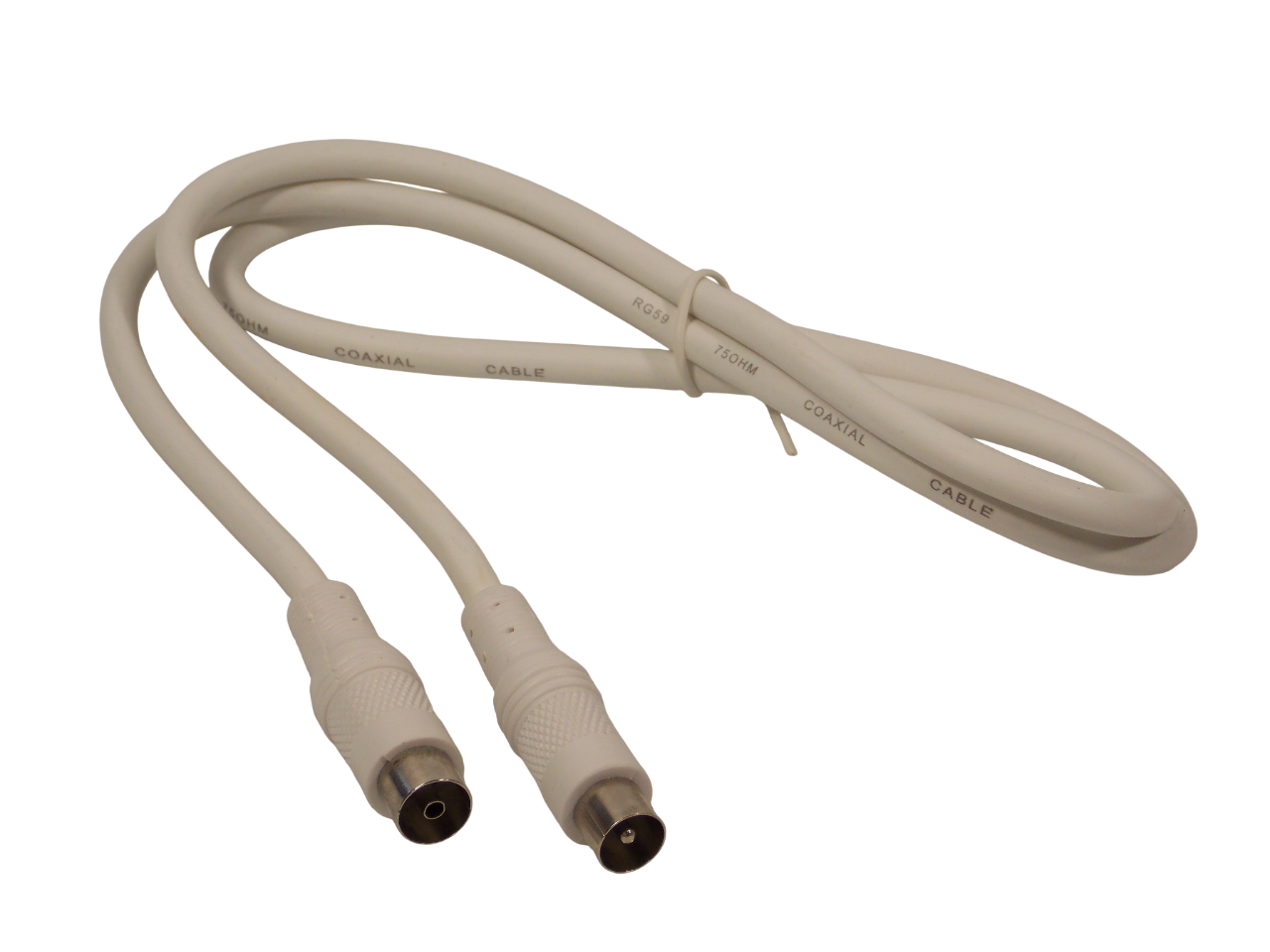 Шнур ТВ штекер  на ТВ  гнездо / 1 метр / белый