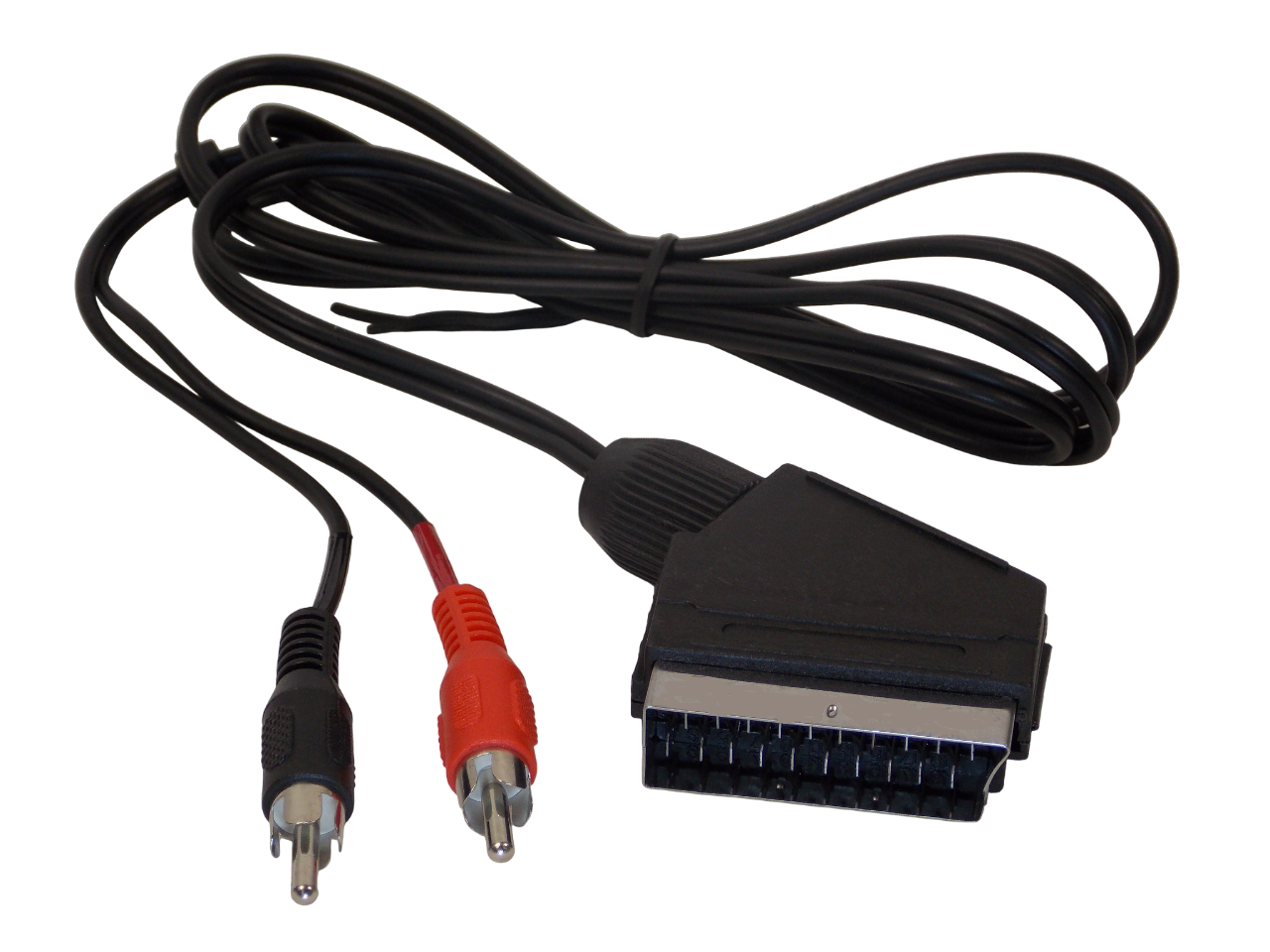Шнур  SCART на  2 х RCA  / 1.5 метра / черный