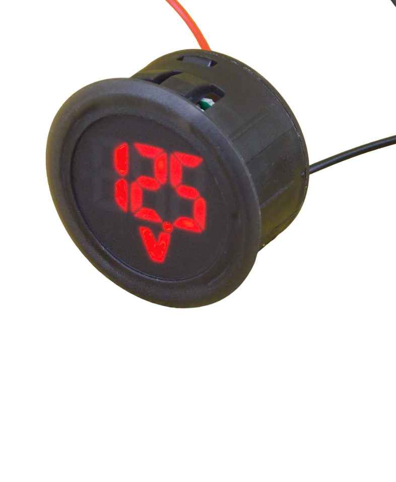 Цифровой вольтметр постоянного напряжения  4-30В круглый красный 