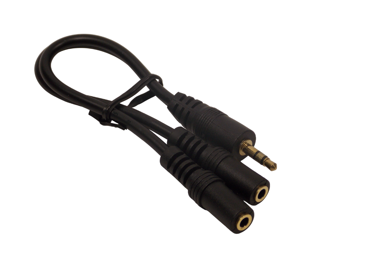 Шнур jack 3.5 мм стерео на 2 х 3.5 мм cтерео гнездо  / 0.3 метра / черный