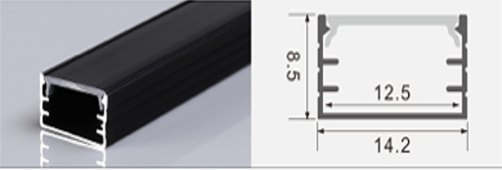 Алюминиевый профиль AL-1509 black накладной 3м