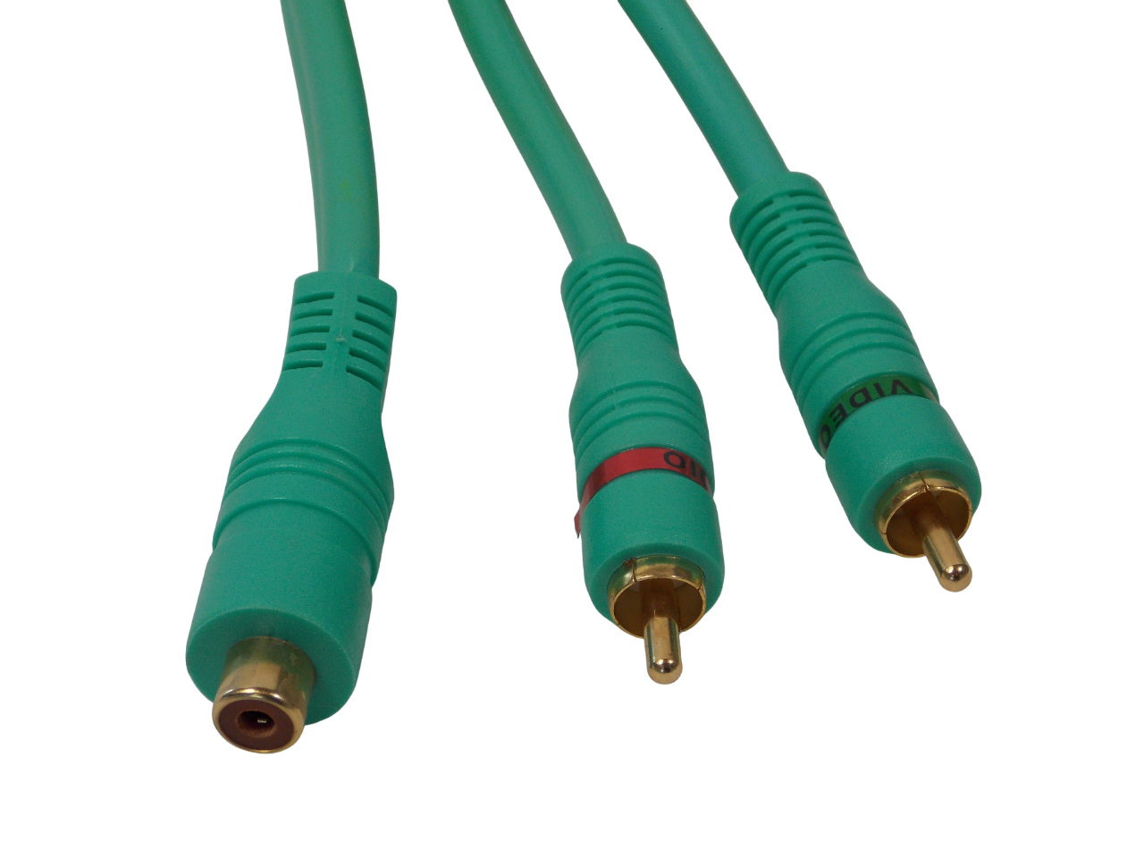 Шнур 2 х RCA на RCA  гнездо  / 1.5 метра / зеленый