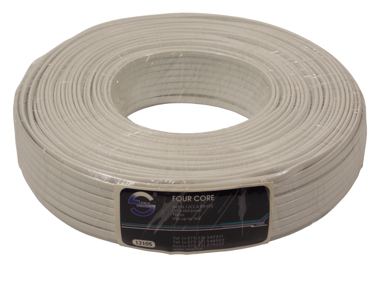 Кабель телефонный 2.4 х 4.6 мм / ССА /  белый / 100 метров