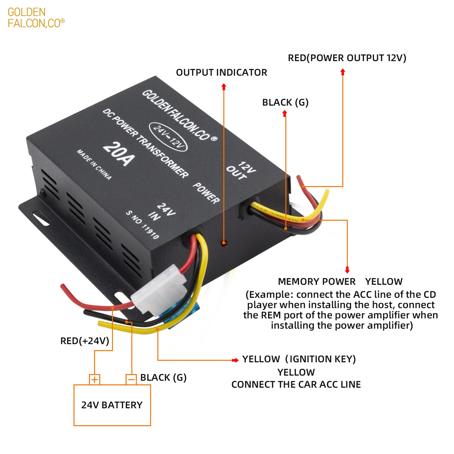 Преобразователь напряжения DC-DC  24В - 12В - 20A