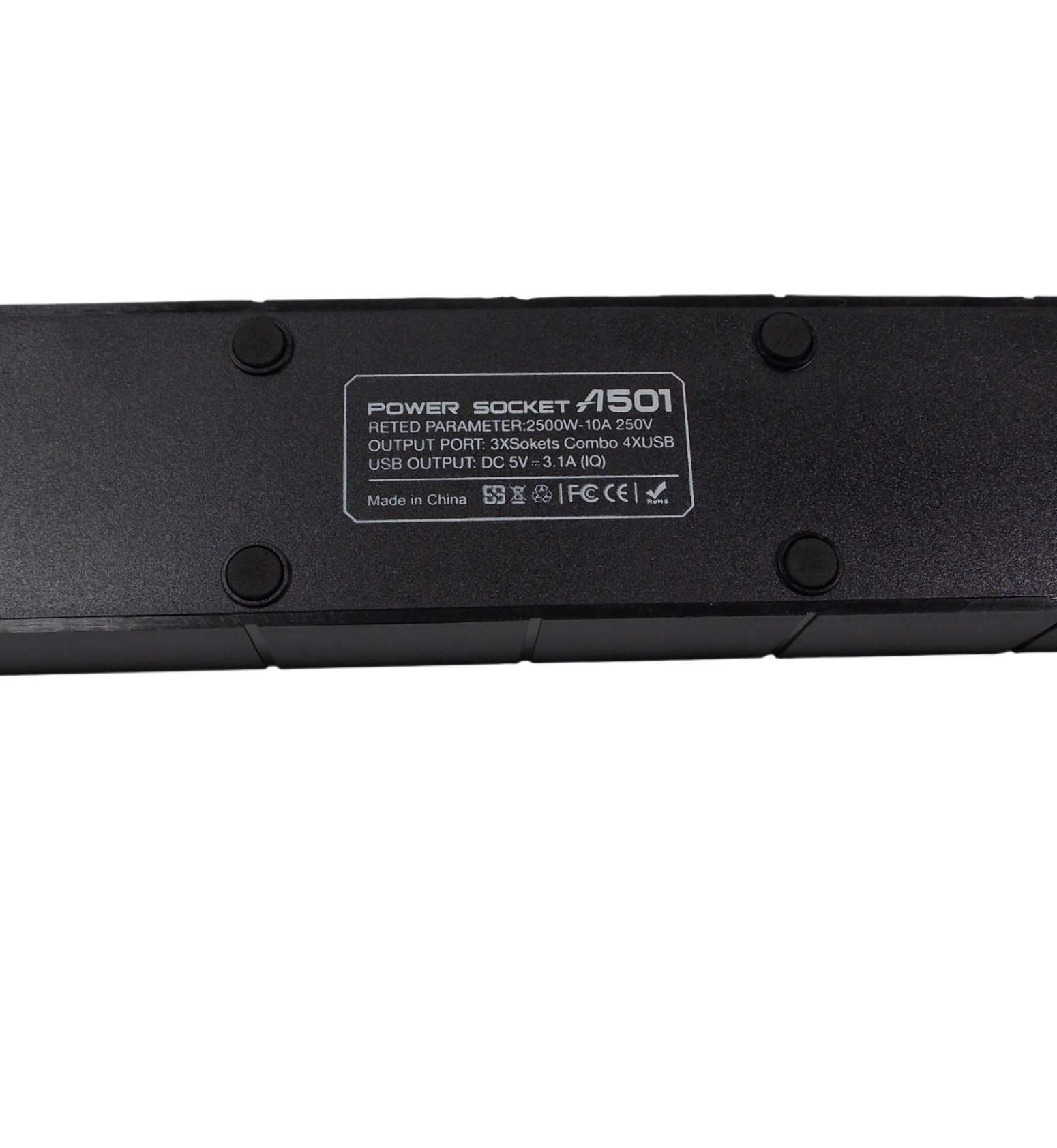 Сетевой удлинитель ASPOR  А 501 / 2 метра / 3 розетки  / 4 порта USB