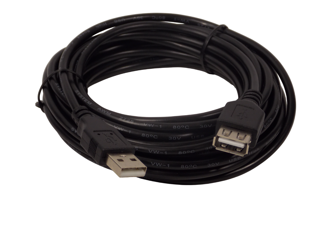 Шнур USB - A штекер на USB - A гнездо / 5 метров / черный