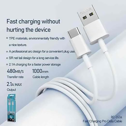 Кабель Remax RC-163a дата кабель, USB -A    TYPE-C