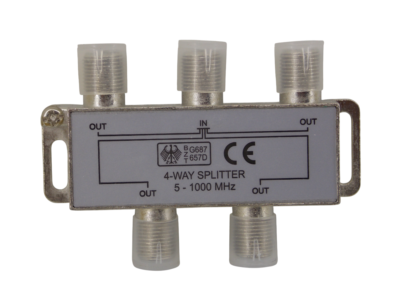 Телевизионный антенный сплиттер разветвитель на 4 выхода под F - разъем  5 - 1000 MГц