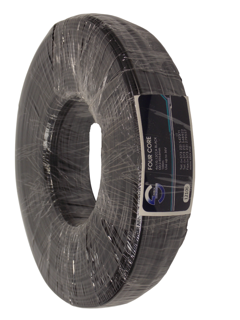 Кабель телефонный 4 х 7/ 0.12 / ССА /  черный / 100 метров 