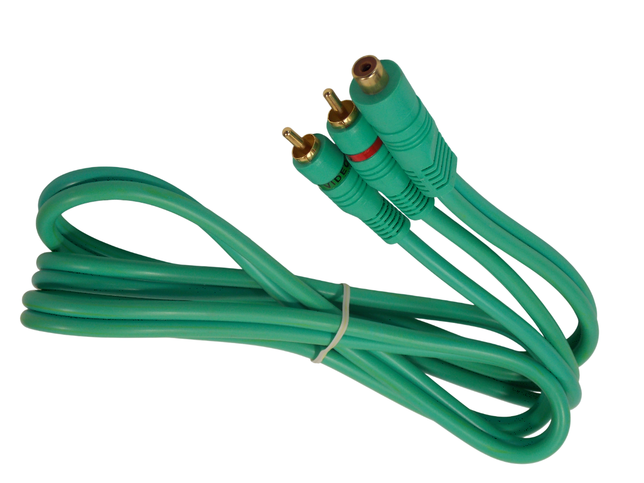 Шнур 2 х RCA на RCA  гнездо  / 1.5 метра / зеленый