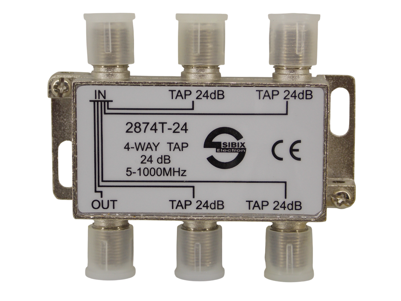 Телевизионный антенный сплиттер TAP на 4 выхода под F- разъем 24 дБ
