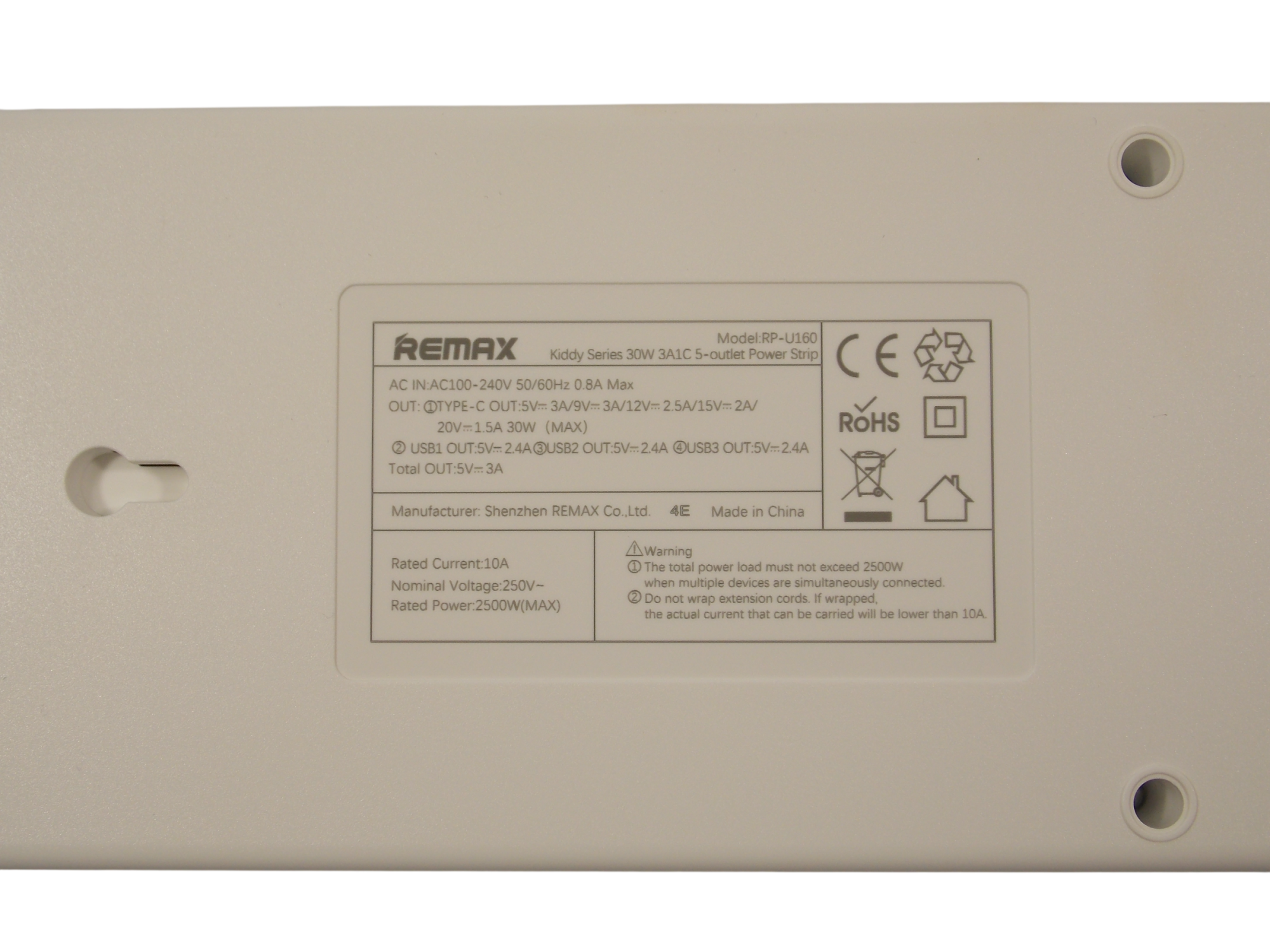 Сетевой удлинитель REMAX RP - U160 / 1.5 метра / 5 розеток / 3 порта USB   / 1 порт Type - C  